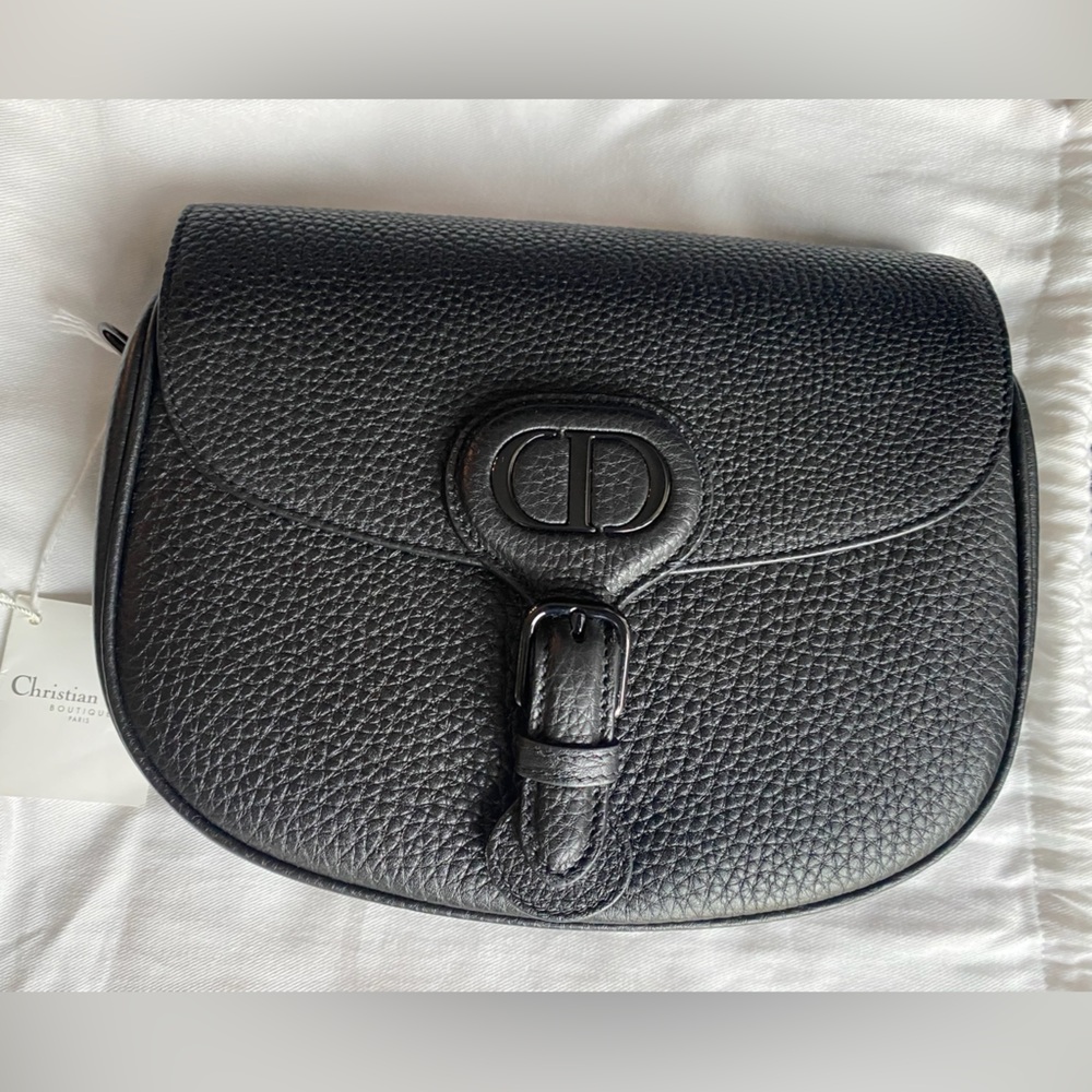 Dior Black on black Bobby Flap Leather Saddle Bag